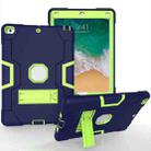Contrast Color Robot Shockproof Silicone + PC Protective Case with Holder For iPad 9.7 (2017) / (2018)(Navy Blue + Yellow Green) - 1