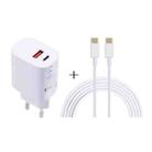 T087 20W USB-C / Type-C + USB Ports Charger with 100W Type-C to Type-C Fast Charging Cable 1m, EU Plug - 1