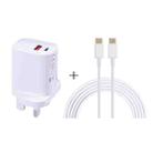 E087 20W USB-C / Type-C + USB Ports Charger with 100W Type-C to Type-C Fast Charging Cable 2m, UK Plug - 1
