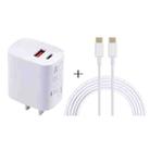 U087 20W USB-C / Type-C + USB Ports Charger with 100W Type-C to Type-C Fast Charging Cable 2m, US Plug - 1