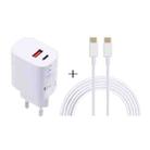 T087 20W USB-C / Type-C + USB Ports Charger with 100W Type-C to Type-C Fast Charging Cable 2m, EU Plug - 1