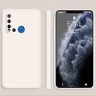For Huawei nova 5i Solid Color Imitation Liquid Silicone Straight Edge Dropproof Full Coverage Protective Case(White) - 1