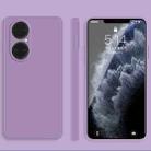 For Huawei P50 Solid Color Imitation Liquid Silicone Straight Edge Dropproof Full Coverage Protective Case(Purple) - 1