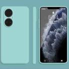 For Huawei P50 Solid Color Imitation Liquid Silicone Straight Edge Dropproof Full Coverage Protective Case(Sky Blue) - 1