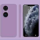 For Huawei P50 Pro Solid Color Imitation Liquid Silicone Straight Edge Dropproof Full Coverage Protective Case(Purple) - 1