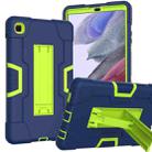 For Samsung Galaxy Tab A7 Lite T225 Contrast Color Robot Shockproof Silicone + PC Protective Case with Holder(Navy Blue + Yellow Green) - 1