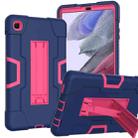 For Samsung Galaxy Tab A7 Lite T225 Contrast Color Robot Shockproof Silicone + PC Protective Case with Holder(Navy Blue + Rose Red) - 1