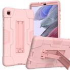 For Samsung Galaxy Tab A7 Lite T225 Contrast Color Robot Shockproof Silicone + PC Protective Case with Holder(Rose Gold) - 1