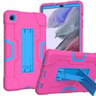 For Samsung Galaxy Tab A7 Lite T225 Contrast Color Robot Shockproof Silicone + PC Protective Case with Holder(Rose Red + Blue) - 1