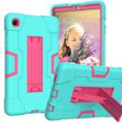 For Samsung Galaxy Tab A7 10.4 (2020) Contrast Color Robot Shockproof Silicone + PC Protective Case with Holder(Mint Green + Rose Red) - 1