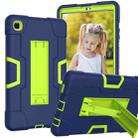 For Samsung Galaxy Tab A7 10.4 (2020) Contrast Color Robot Shockproof Silicone + PC Protective Case with Holder(Navy Blue + Yellow Green) - 1