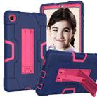 For Samsung Galaxy Tab A7 10.4 (2020) Contrast Color Robot Shockproof Silicone + PC Protective Case with Holder(Navy Blue + Rose Red) - 1