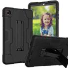 For Samsung Galaxy Tab A7 10.4 (2020) Contrast Color Robot Shockproof Silicone + PC Protective Case with Holder(Black) - 1