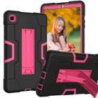 For Samsung Galaxy Tab A7 10.4 (2020) Contrast Color Robot Shockproof Silicone + PC Protective Case with Holder(Black + Rose Red) - 1