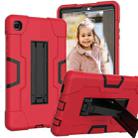 For Samsung Galaxy Tab A7 10.4 (2020) Contrast Color Robot Shockproof Silicone + PC Protective Case with Holder(Red + Black) - 1