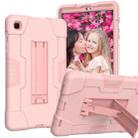 For Samsung Galaxy Tab A7 10.4 (2020) Contrast Color Robot Shockproof Silicone + PC Protective Case with Holder(Rose Gold) - 1