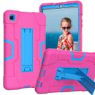 For Samsung Galaxy Tab A7 10.4 (2020) Contrast Color Robot Shockproof Silicone + PC Protective Case with Holder(Rose Red + Blue) - 1