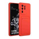 For Samsung Galaxy S20 Ultra Card Slot Design Shockproof TPU Protective Case(Red) - 1