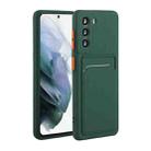 For Samsung Galaxy S21 5G Card Slot Design Shockproof TPU Protective Case(Dark Green) - 1