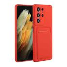 For Samsung Galaxy S21 Ultra 5G Card Slot Design Shockproof TPU Protective Case(Red) - 1