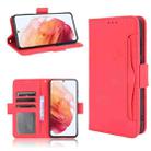 For Samsung Galaxy S21 FE Skin Feel Calf Pattern Horizontal Flip Leather Case with Holder & Card Slots & Photo Frame(Red) - 1