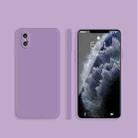 For iPhone X / XS Solid Color Imitation Liquid Silicone Straight Edge Dropproof Full Coverage Protective Case(Purple) - 1