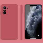 For Xiaomi Redmi K40 Solid Color Imitation Liquid Silicone Straight Edge Dropproof Full Coverage Protective Case(Red) - 1