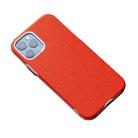 For iPhone 12 / 12 Pro Business Cross Texture PC Protective Case(Orange Red) - 1