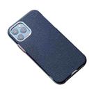 For iPhone 12 Pro Max Business Cross Texture PC Protective Case(Dark Blue) - 1