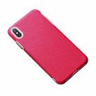 For iPhone X / XS Business Cross Texture PC Protective Case(Rose Red) - 1