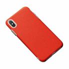 For iPhone X / XS Business Cross Texture PC Protective Case(Orange Red) - 1