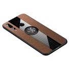 For Huawei nova 4 XINLI Stitching Cloth Textue Shockproof TPU Protective Case with Ring Holder(Brown) - 1