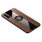 For Huawei nova 5 XINLI Stitching Cloth Textue Shockproof TPU Protective Case with Ring Holder(Brown) - 1