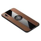 For Huawei P20 XINLI Stitching Cloth Textue Shockproof TPU Protective Case with Ring Holder(Brown) - 1