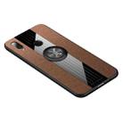 For Huawei P20 lite XINLI Stitching Cloth Textue Shockproof TPU Protective Case with Ring Holder(Brown) - 1