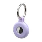 Hollow Anti-scratch Silicone Shockproof Protective Cover Case with Keychain Hook Loop For AirTag(Purple) - 1