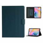 For Samsung Galaxy Tab A7 Lite 8.7 (2021) T220 Pure Color Horizontal Flip Leather Case with Card Slots & Holder & Lanyard(Dark Green) - 1