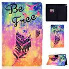 For Samsung Galaxy Tab A7 Lite 8.7 (2021) T220 Voltage Texture Coloured Drawing Horizontal Flip Leather Case with Holder & Card Slot(Feather) - 1