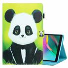 For Samsung Galaxy Tab A7 Lite 8.7 (2021) T220 Coloured Drawing Stitching Horizontal Flip Leather Case with Holder & Card Slot(Panda) - 1