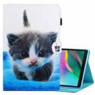 For Samsung Galaxy Tab A7 Lite 8.7 (2021) T220 Coloured Drawing Stitching Horizontal Flip Leather Case with Holder & Card Slot(Blue White Cat) - 1