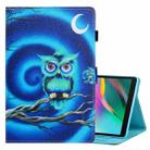 For Samsung Galaxy Tab A7 Lite 8.7 (2021) T220 Coloured Drawing Stitching Horizontal Flip Leather Case with Holder & Card Slot(Moon Owl) - 1