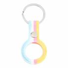 Shockproof Anti-scratch Silicone Protective Case Cover with Keychain Ring Loop For AirTag(Blue White Pink Yellow) - 1