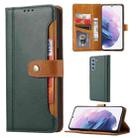For Samsung Galaxy S21 FE Calf Texture Double Fold Clasp Horizontal Flip Leather Case with Photo Frame & Holder & Card Slots & Wallet(Green) - 1