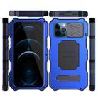 For iPhone 12 Pro Max Aluminum Alloy + Silicone Anti-dust Full Body Protection with Holder(Blue) - 3
