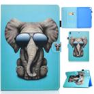 For iPad 10.2 2021 / 2020 / 2019 Colored Drawing Horizontal Flip Leather Case with Holder & Card Slots & Pen Slot & Sleep / Wake-up Function(Glasses Elephant) - 1