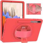 For Samsung Galaxy Tab S8+ / Tab S8 Plus /  Tab S7 FE / Tab S7+ SM-T970 360 Degree Rotation PC + TPU Protective Case with Holder & Hand-strap & Pen Slot(Pink) - 1