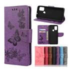 For Motorola Moto G30 Butterflies Embossing Horizontal Flip Leather Case with Holder & Card Slots & Wallet(Purple) - 1