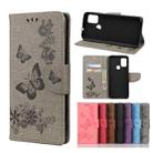 For Motorola Moto G30 Butterflies Embossing Horizontal Flip Leather Case with Holder & Card Slots & Wallet(Grey) - 1