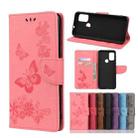 For Motorola Moto G30 Butterflies Embossing Horizontal Flip Leather Case with Holder & Card Slots & Wallet(Pink)) - 1