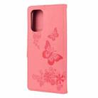 For Xiaomi Redmi Note 10 5G Butterflies Embossing Horizontal Flip Leather Case with Holder & Card Slots & Wallet(Pink)) - 3